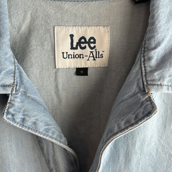 Lee Union-Alls Denim Coveralls Blue Light Wash Long Sleeve Zip Up size M - Picture 4 of 8